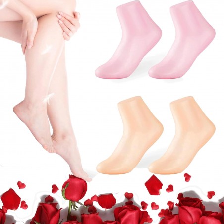 Chaussettes en silicone pour femme - Chaussettes en silicone pour pieds secs et craquelés - Masque hydratant pour les pieds