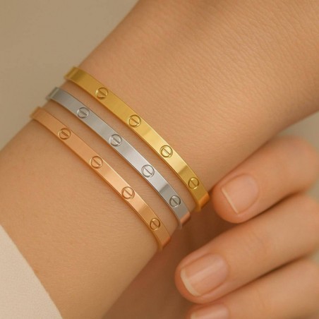 Bracelet Minimaliste en Acier Inoxydable – Finition Dorée, Argentée et Rose