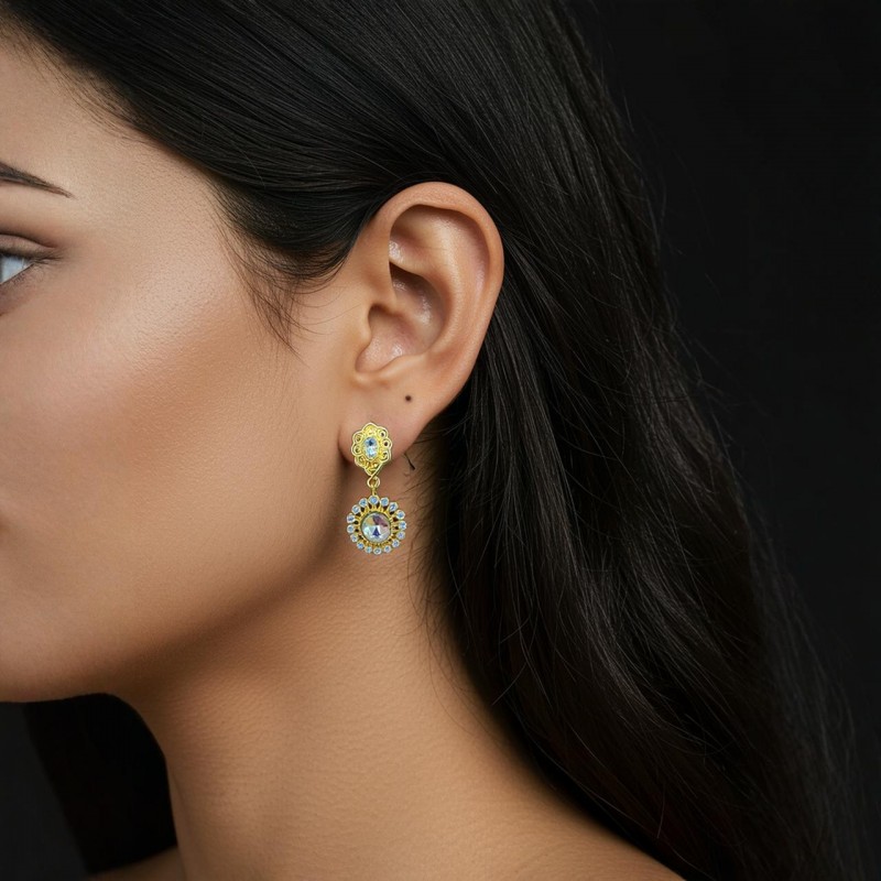 Acier inoxydable – Boucles d’oreilles pendantes élégantes en cristal